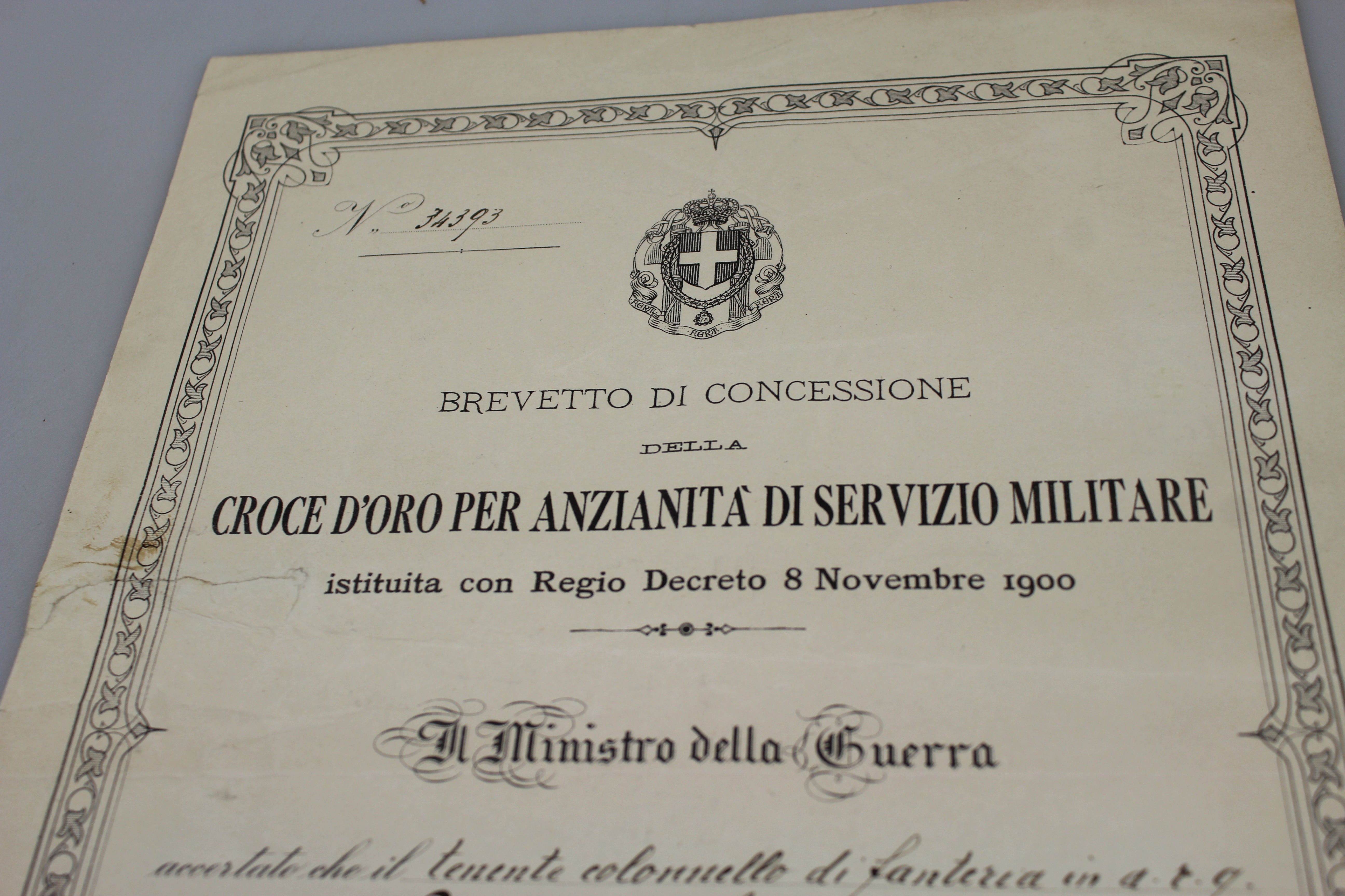 Croce XXV anni Servizio con attestato