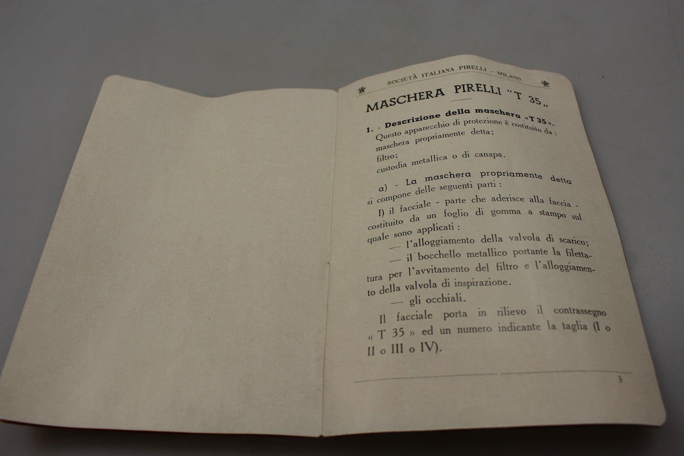 Manuale maschera antigas T.35