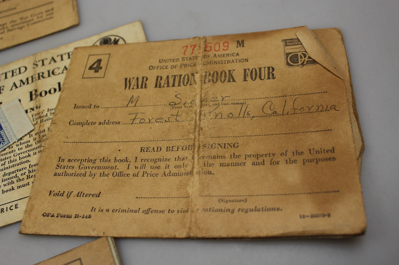 #6 War ration book US WW2 -