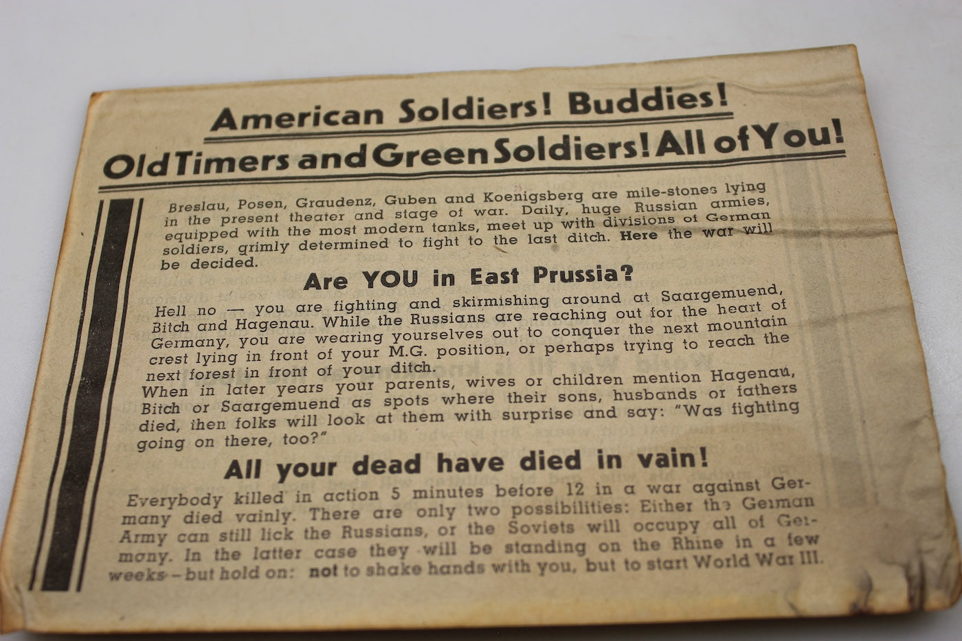 Volantino propaganda tedesco WW2