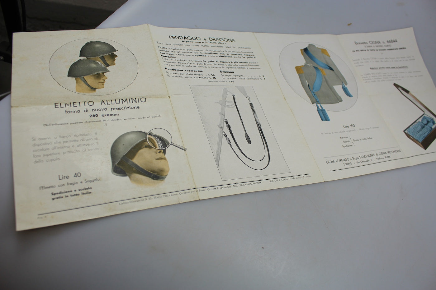 Brochure/catalogo negozio articoli militari REI anni 30/40