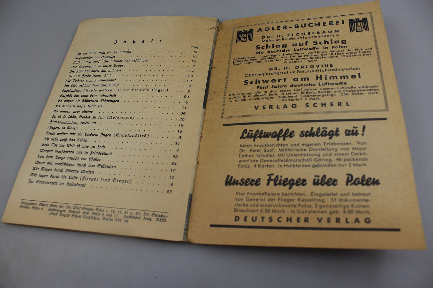 "Liederbuches der Luftwaffe" canzoni Luftwaffe
