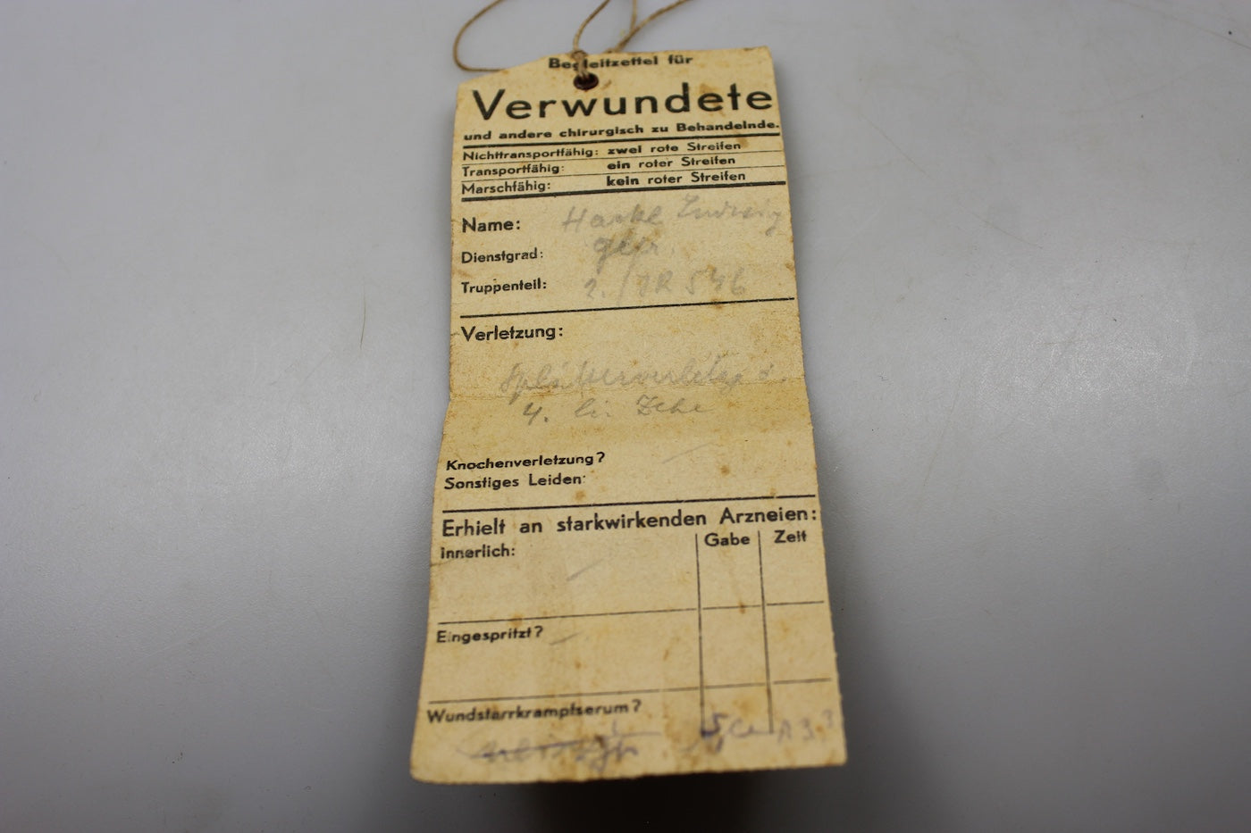 "Verwundete" Targhetta identificazione feriti WH WW2, foto 4