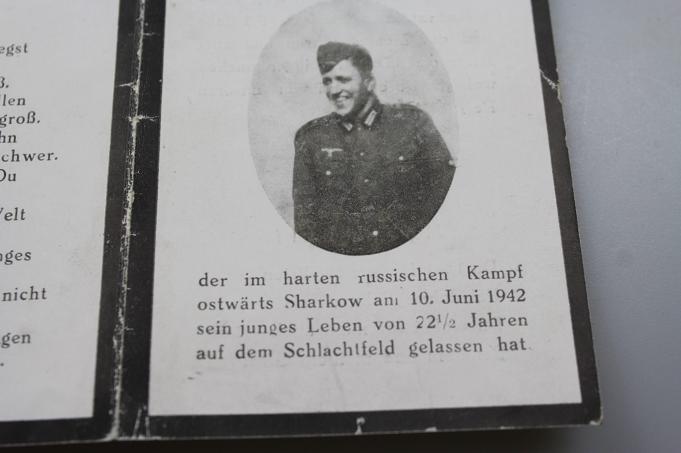Sterbebilder Ob-Gef Fanteria caduto 10/6/1942 Charkov