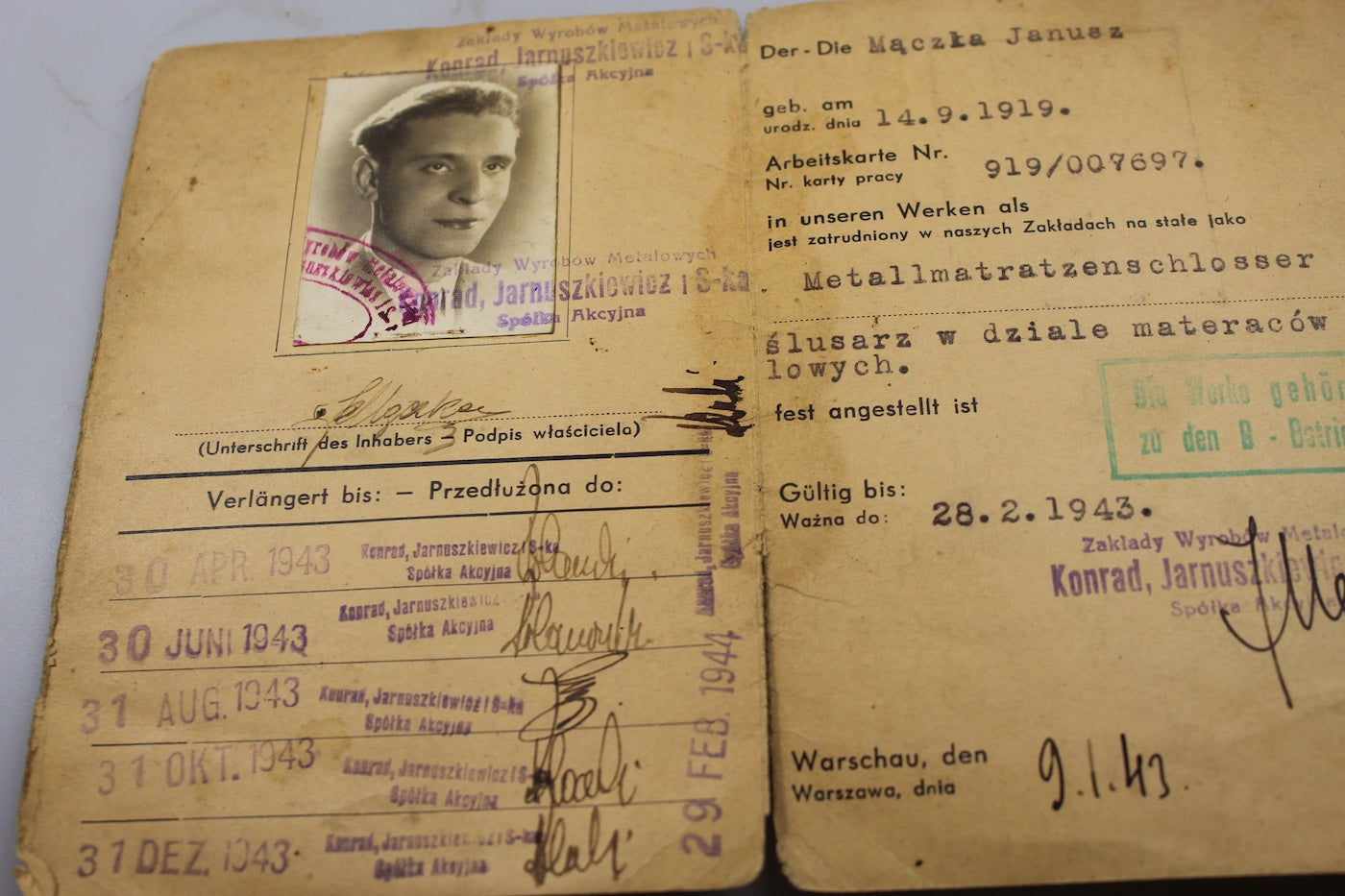 Documento Ausweis cittadino Polacco WW2