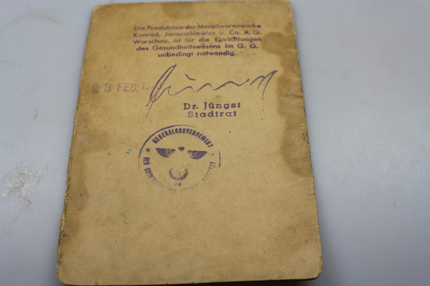 Documento Ausweis cittadino Polacco WW2