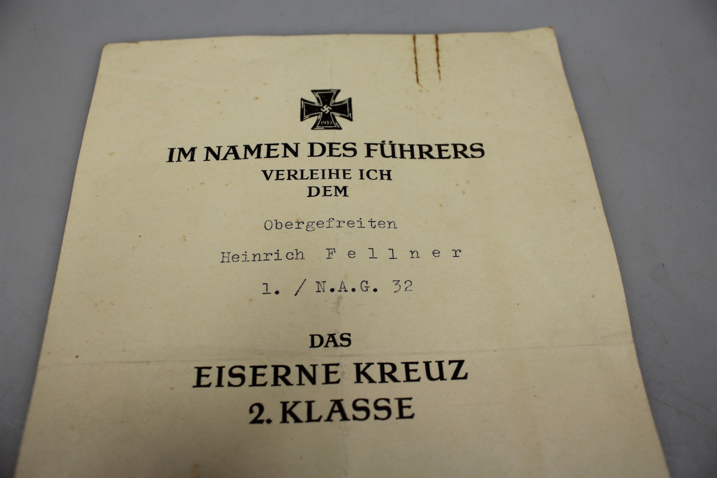 Attestato Croce di Ferro di Seconda Classe WW2, foto 2