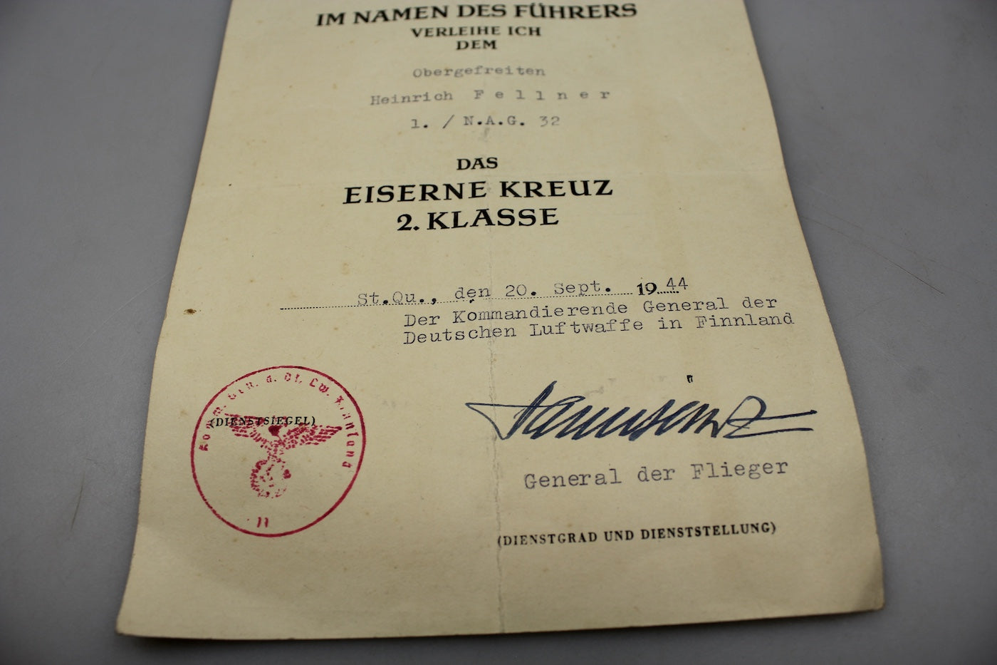 Attestato Croce di Ferro di Seconda Classe WW2, foto 3