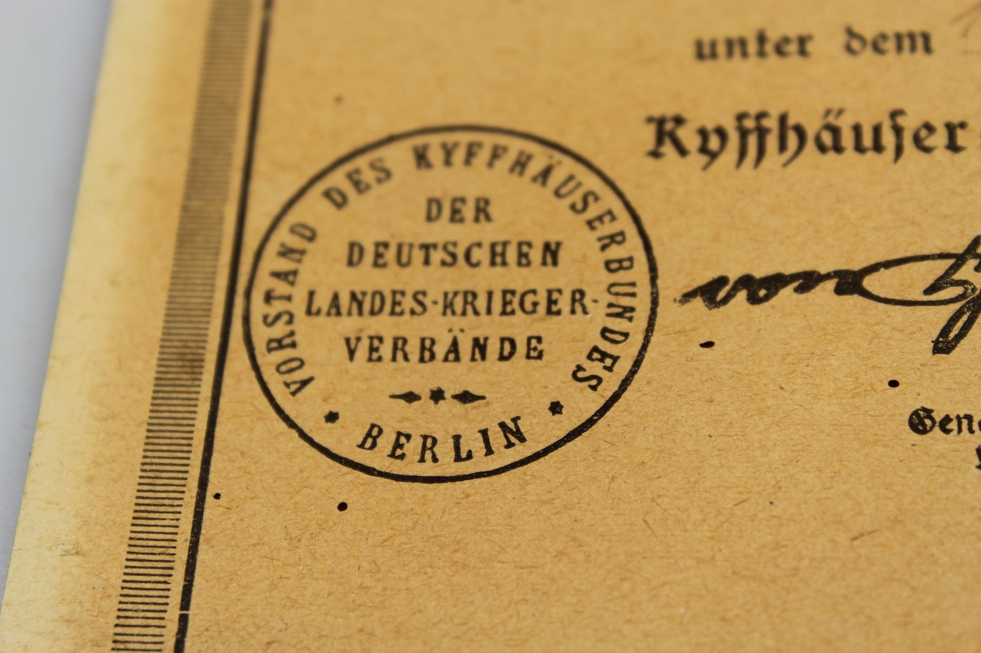 Attestato per medaglia Kyffhauser - Bundes 1914/18