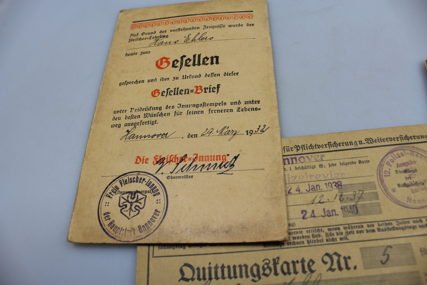 Arbeitsbuch, altri documenti e due foto unica persona