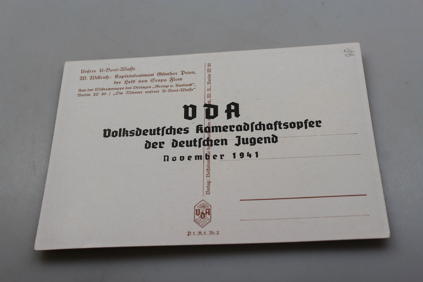 Cartolina postale Willrich – Serie U-boot-Waffe – Kapitan Leutnant Gunther Prien