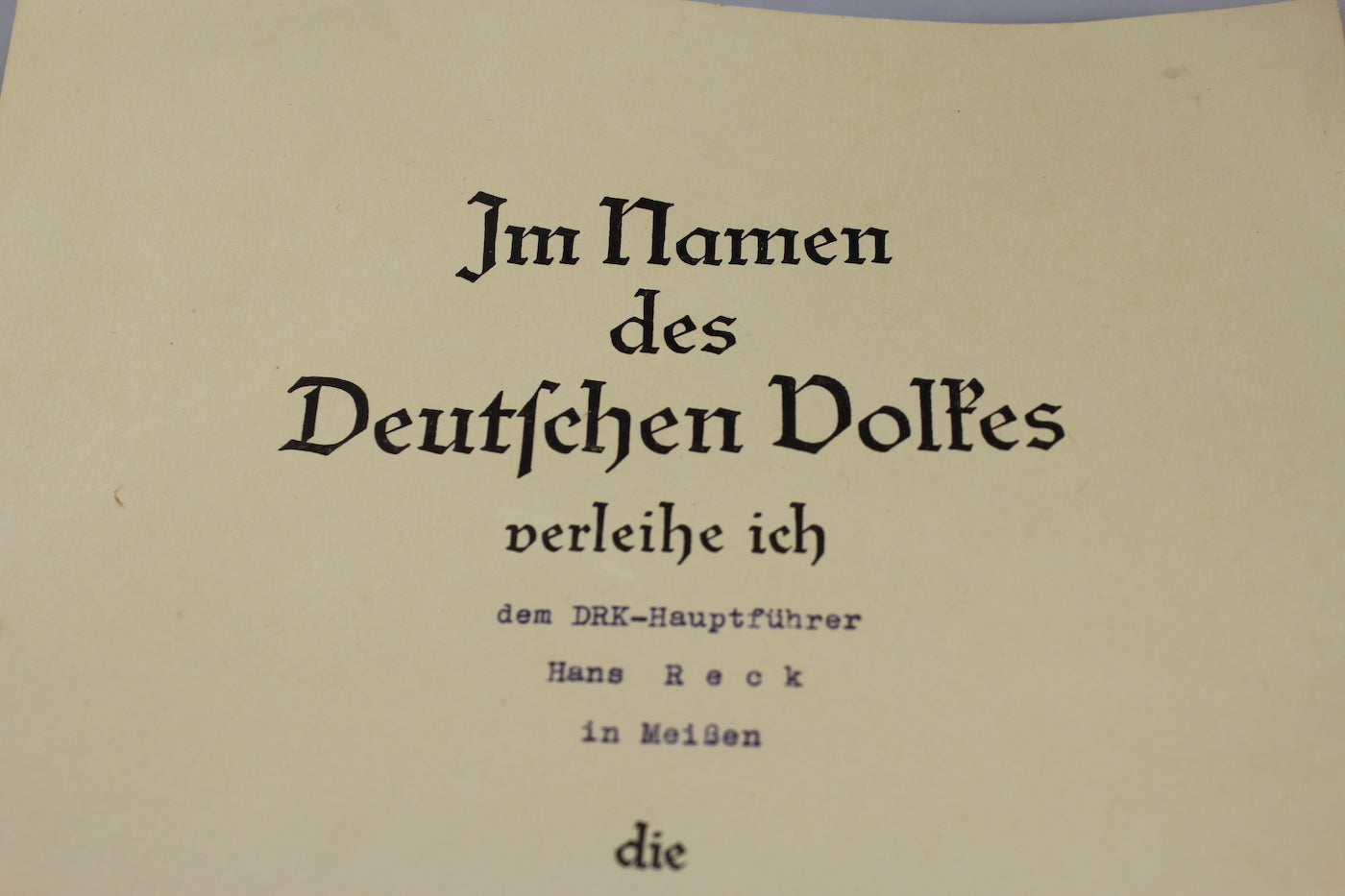 Attestato medaglia deutsche Volksplfege