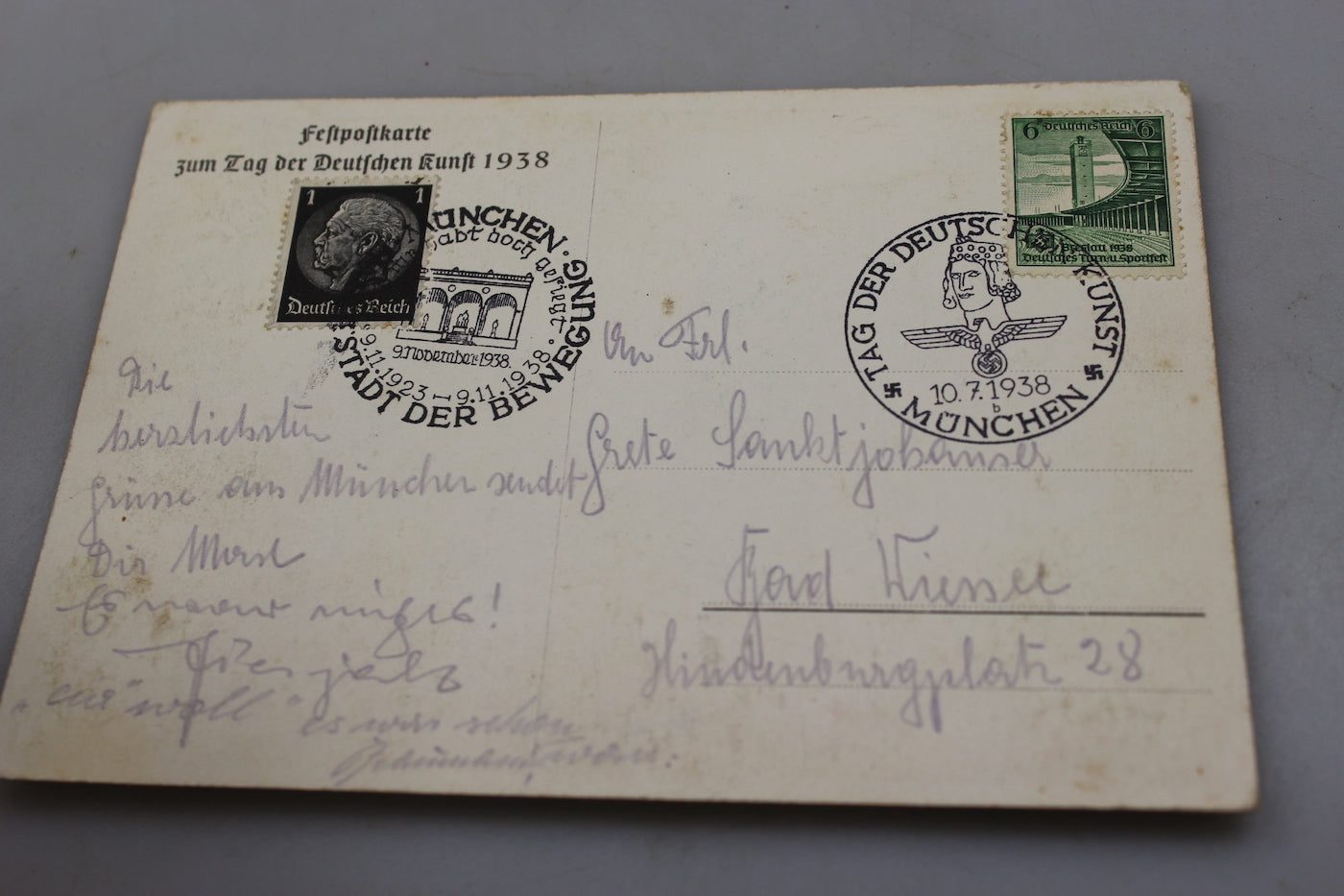 Cartolina postale " Tag der Deutschen Kunst 1938"