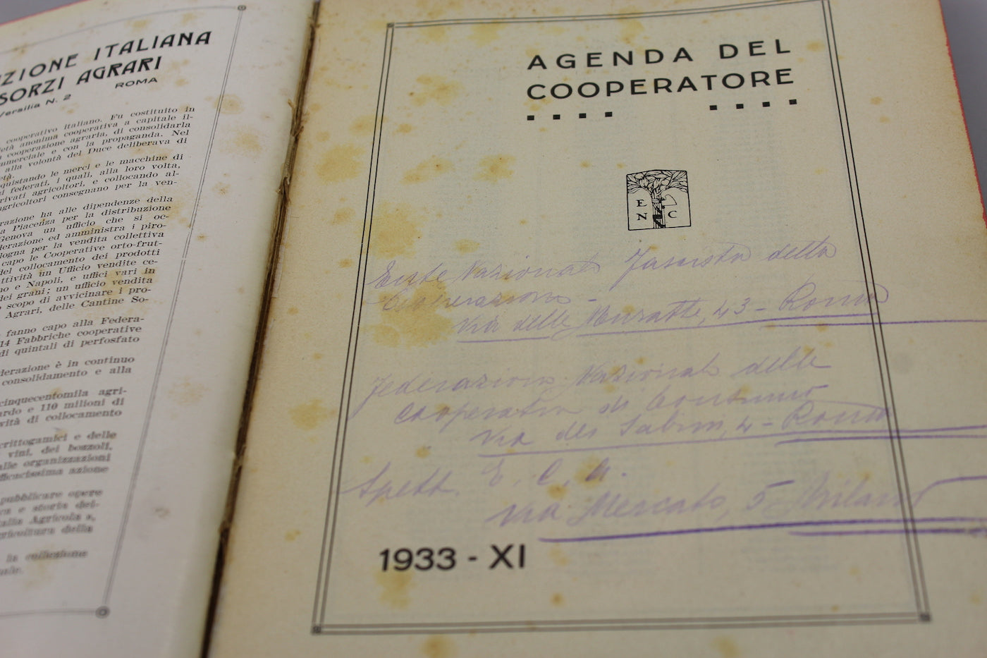 Agenda del Cooperatore PNF - 1933