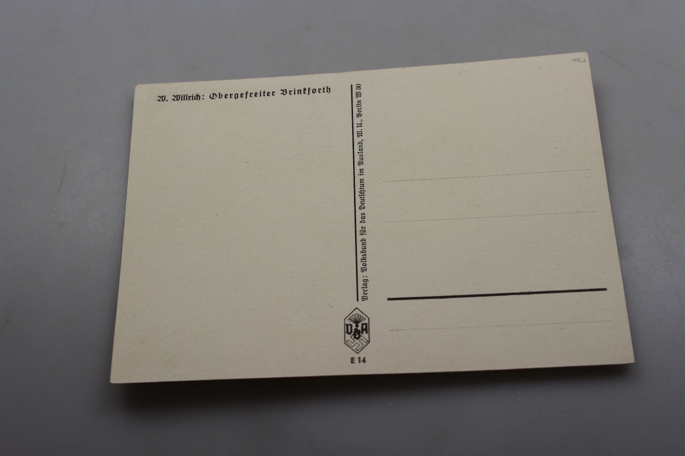 Cartolina postale Willrich -“Obergefreiter Brinkforth”