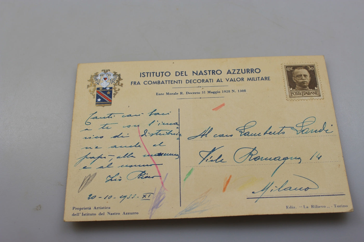 Cartolina postale "Istituto del Nastro Azzurro"