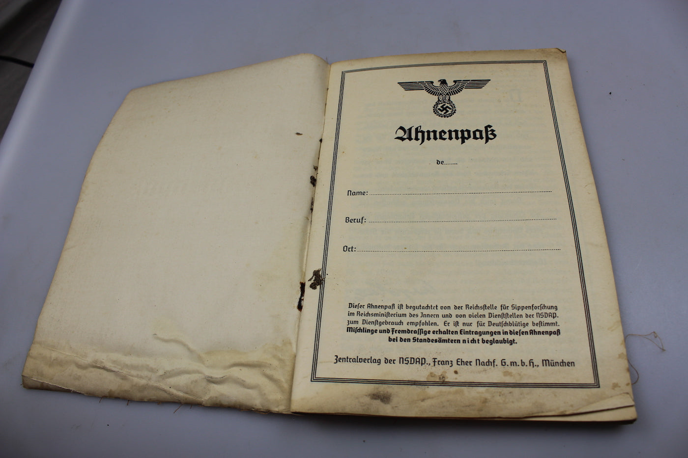 Ahnenpass, libretto personale delle origini - III° Reich