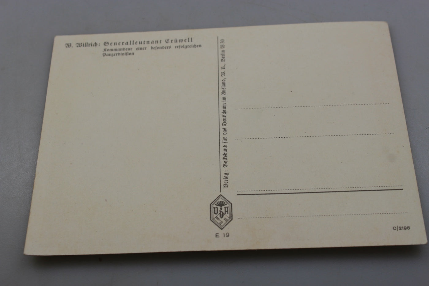 Cartolina postale Willrich – "Generalleutnant "Gruwell”