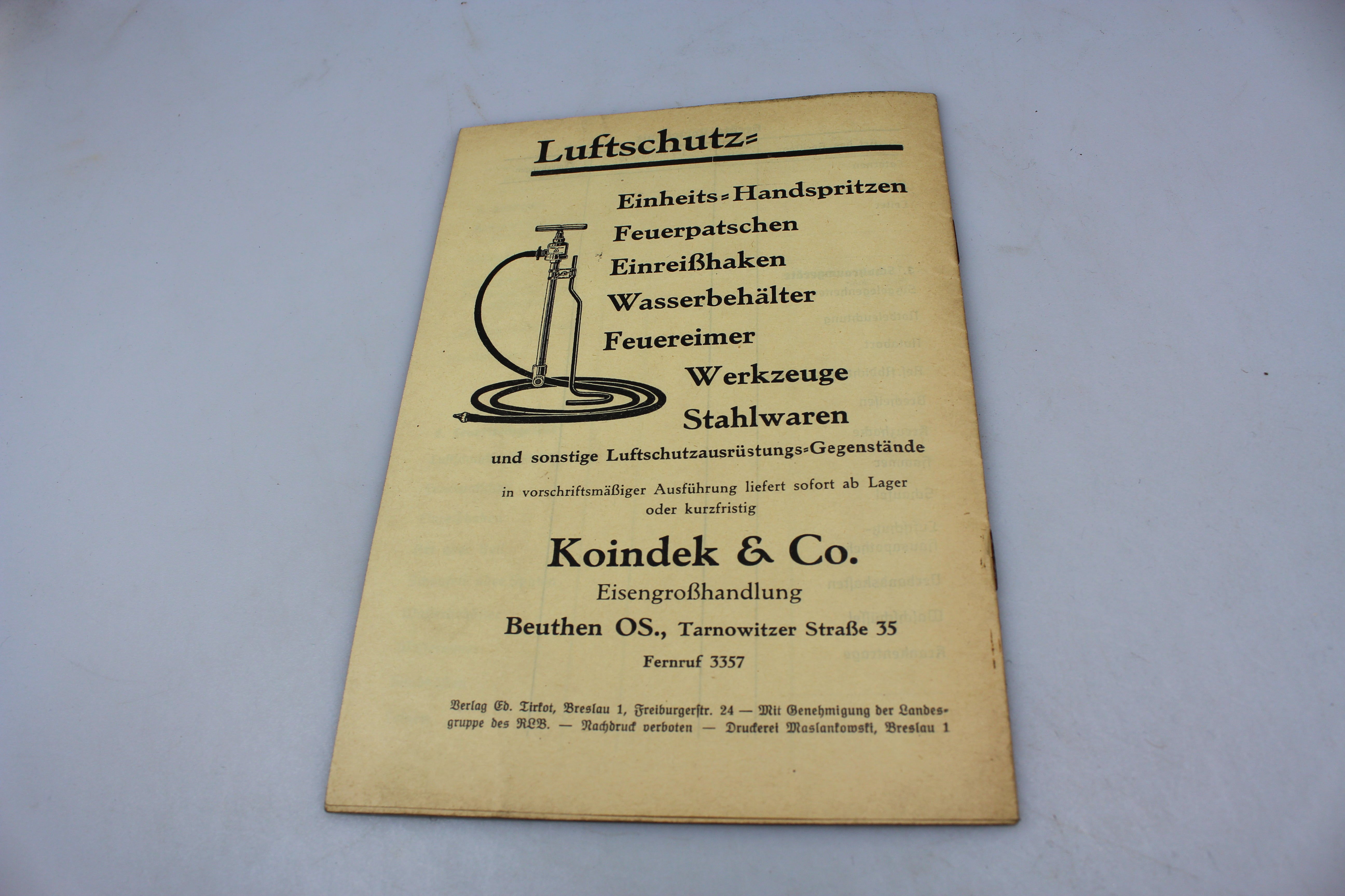 Hausakte der Luftschutzgemeineschaft