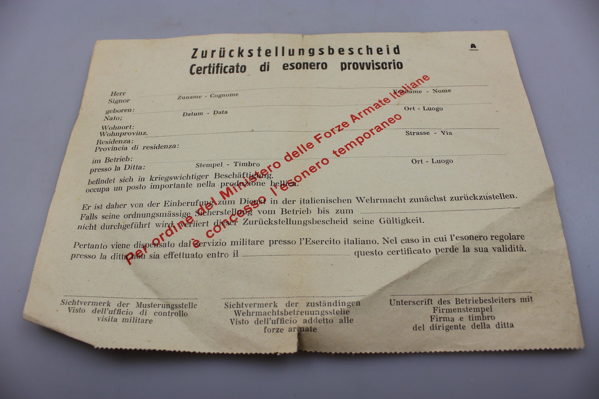 Documento bilingue periodo RSI