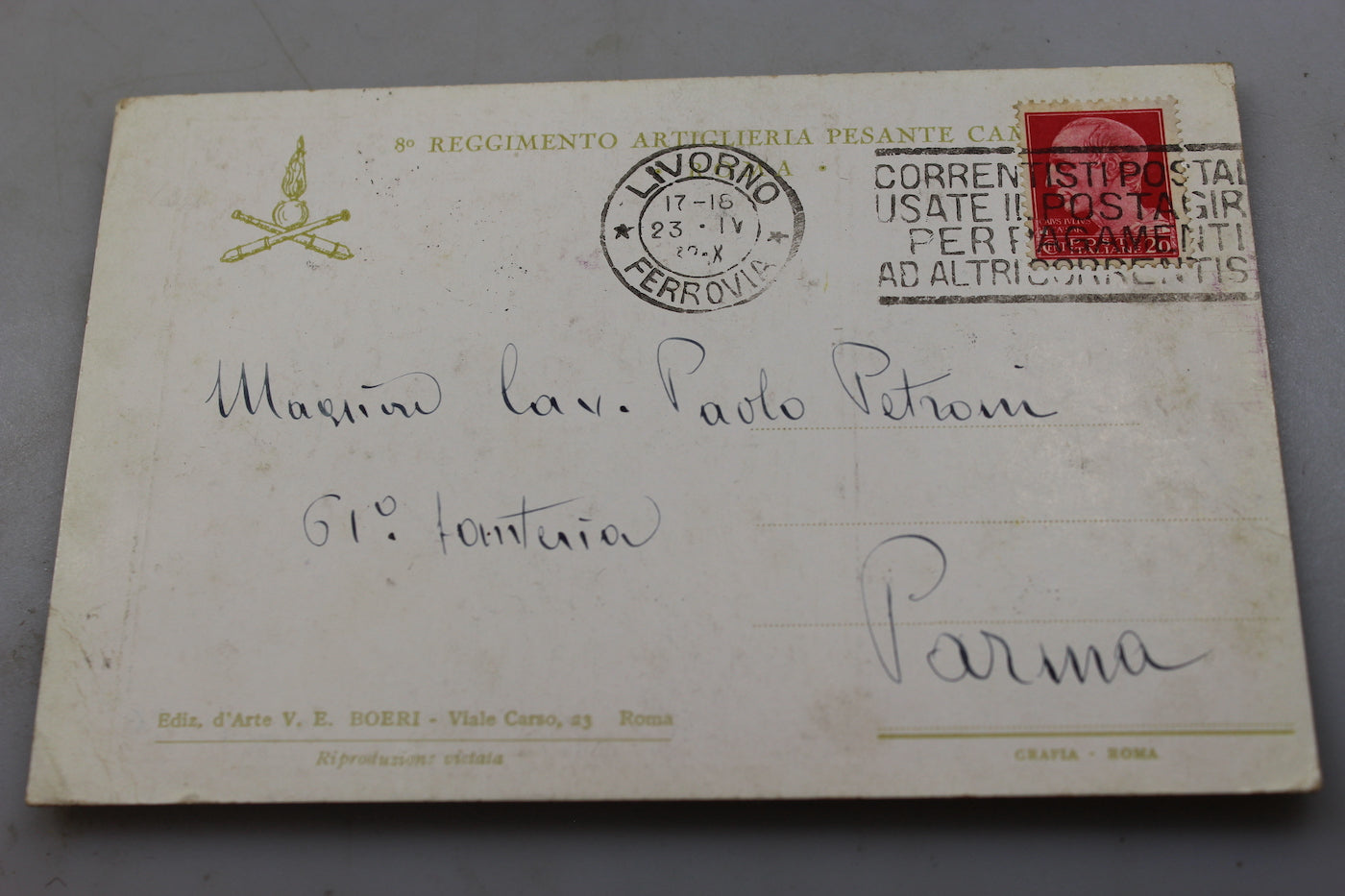 Cartolina postale Reggimento Artiglieria