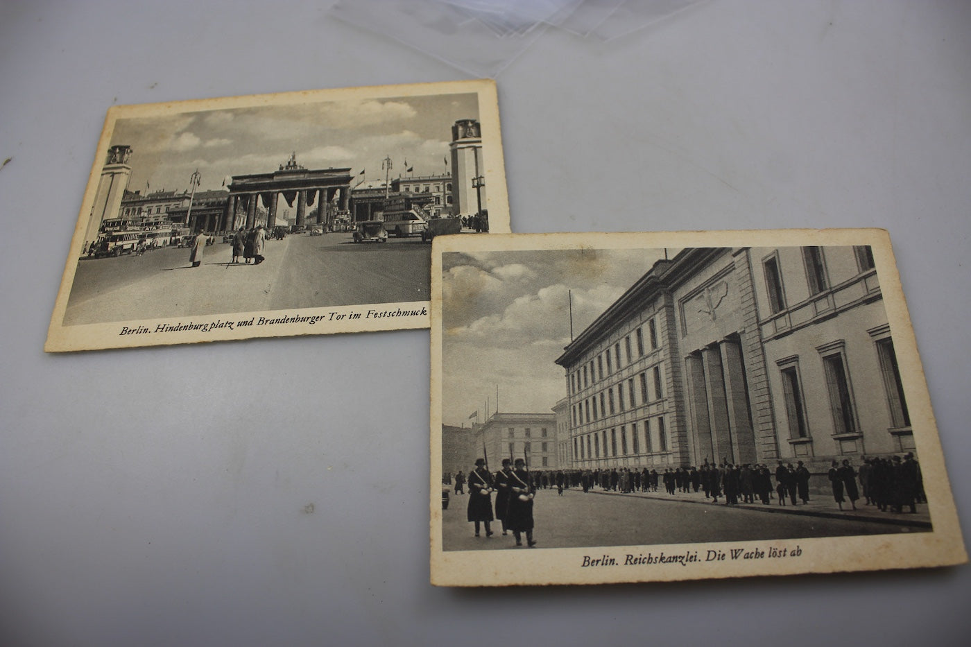 Coppia cartoline Berlino anni 30' Porta Brandeburgo / Reichskanzlei