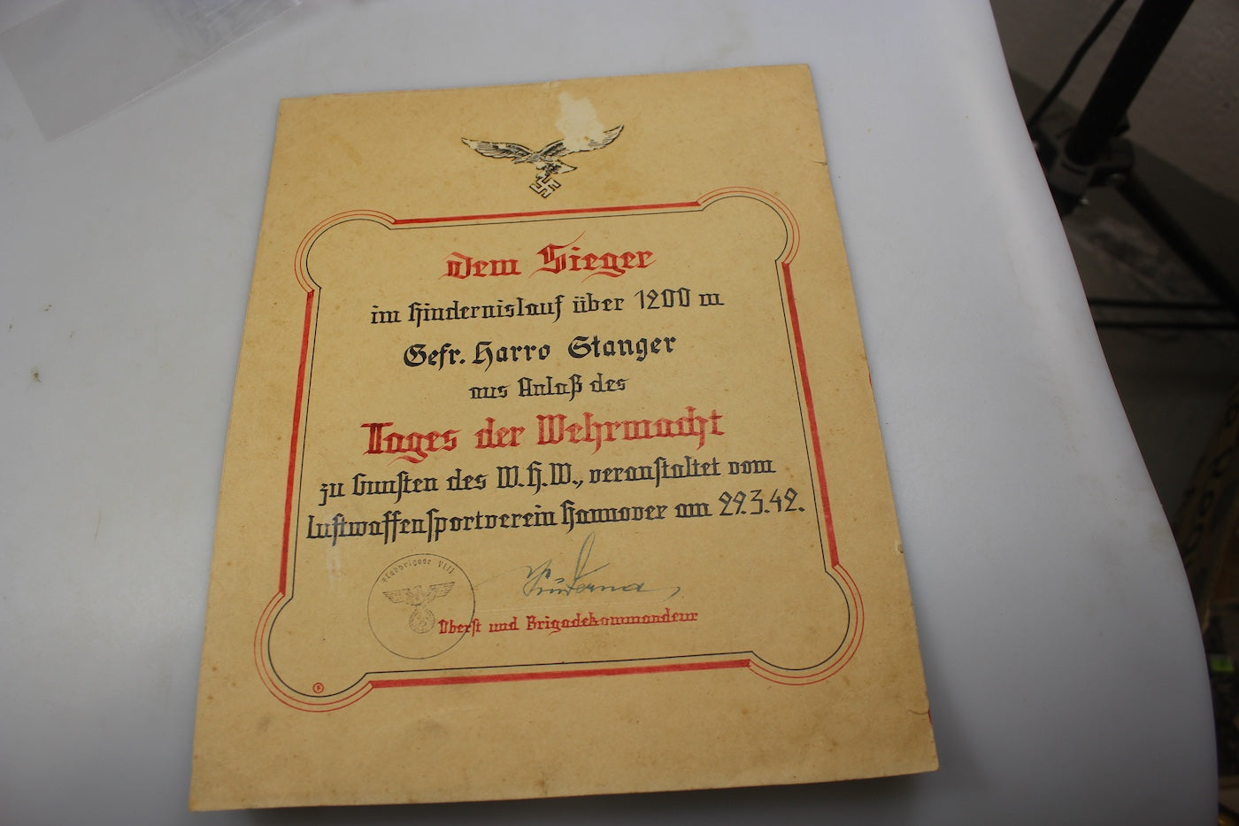 Urkunde "Tag der Wehrmacht" 1942