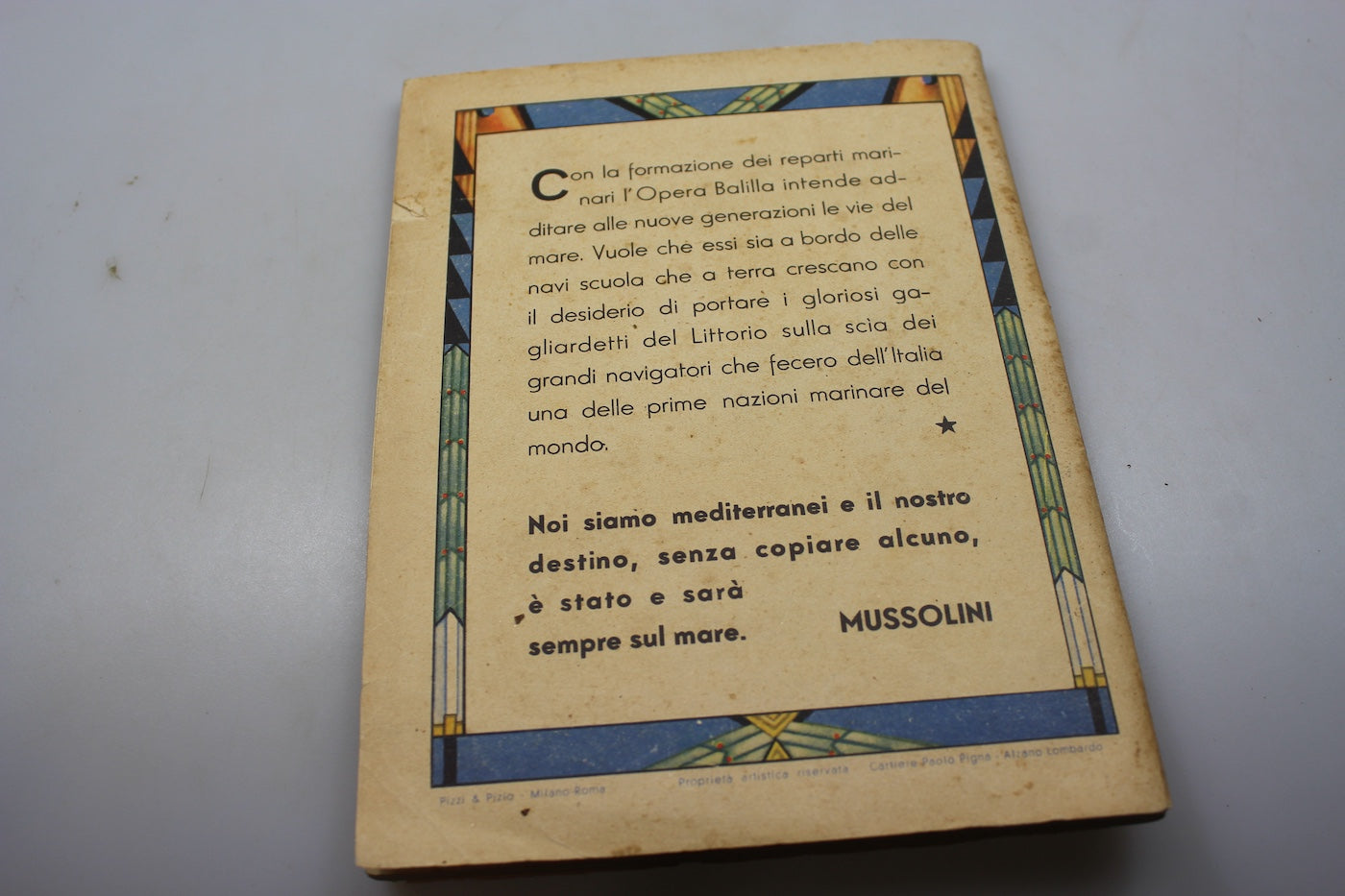 Quaderno scolastico del Ventennio Fascista