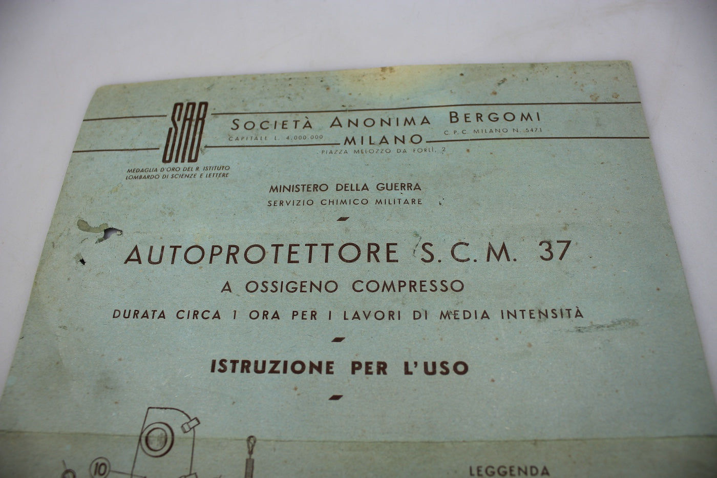 Istruzioni Autorespiratore S.C.M. 37 - SA - Bergomi - Milano