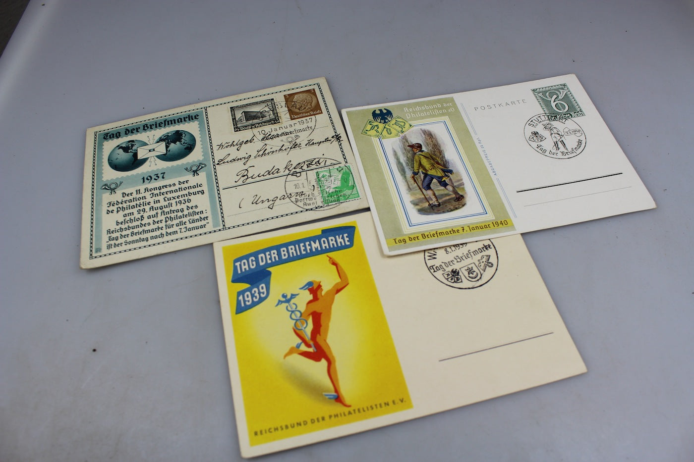 # 3 cartoline postali con annulli filatelici "Tag der Briefmarken"