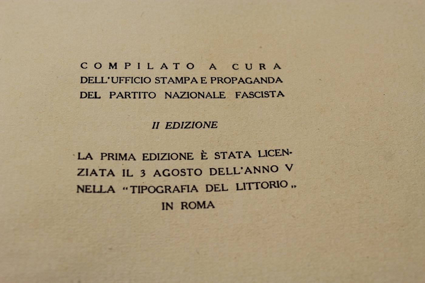 "Il Gran Consiglio nei primi 5 anni di Era Fascista" -PNF