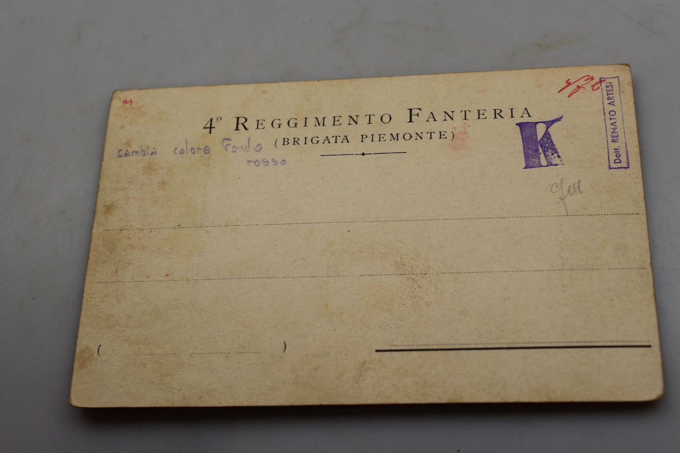 Cartolina postale 4° Reggimento Fanteria "Brigata Piemonte"