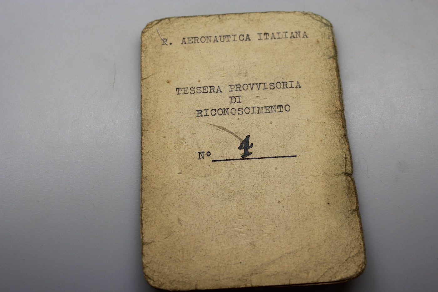 Tessera provvisoria riconoscimento RA immediato dopoguerra