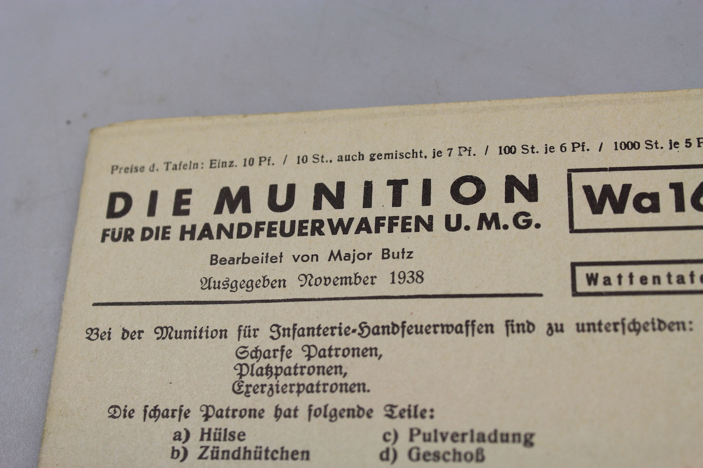 Brochure munizionamento armi leggere Wehrmacht WW2