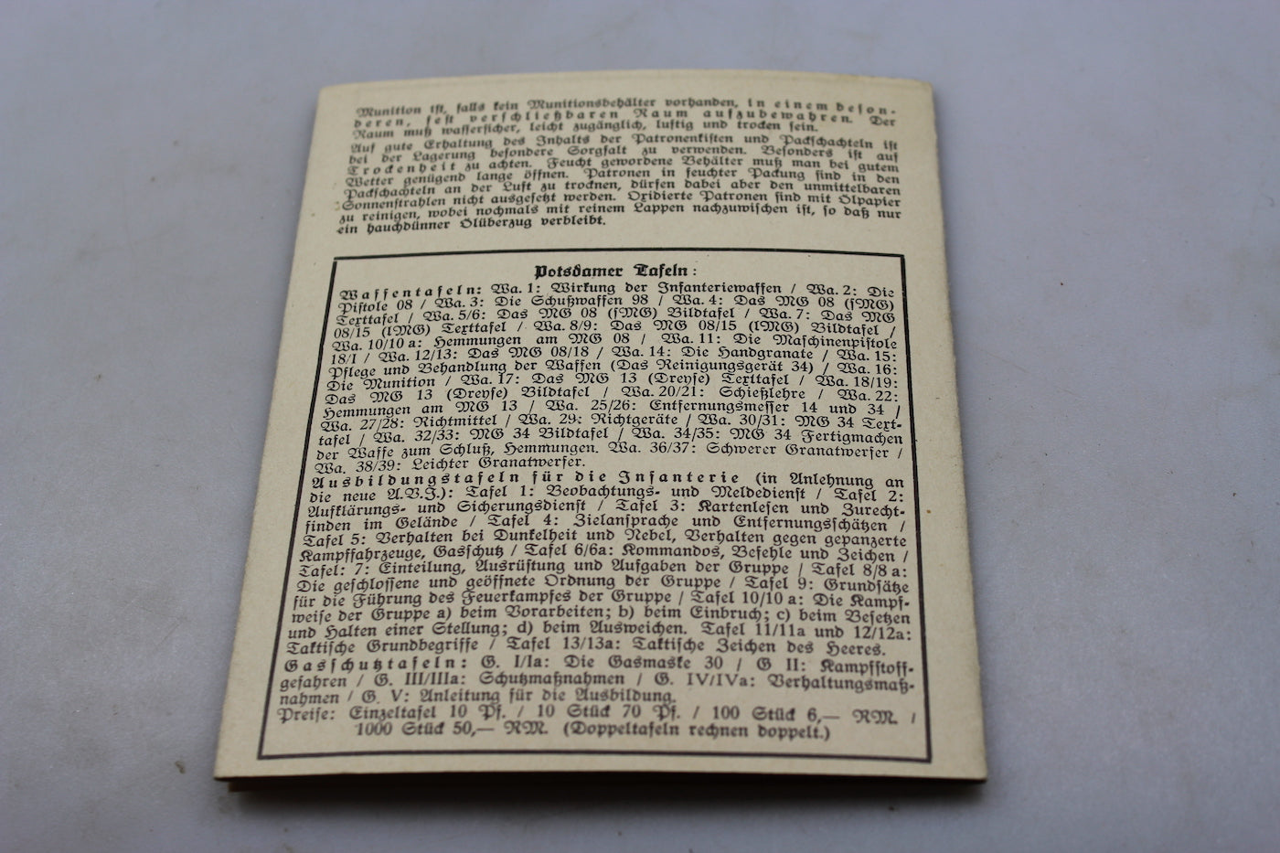 Brochure munizionamento armi leggere Wehrmacht WW2
