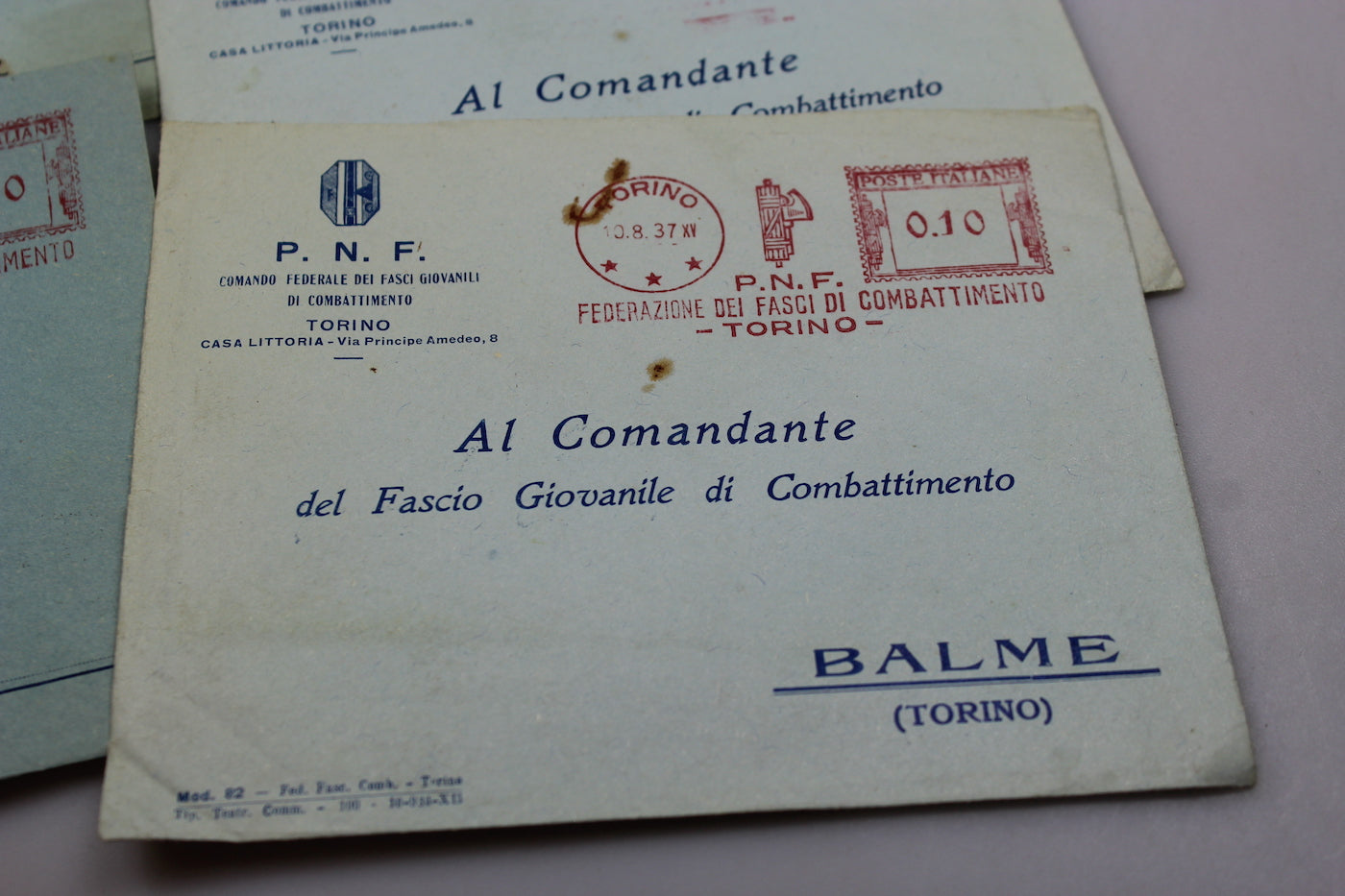 # 6 buste intestate PNF Fasci di Combattimento di  Torino