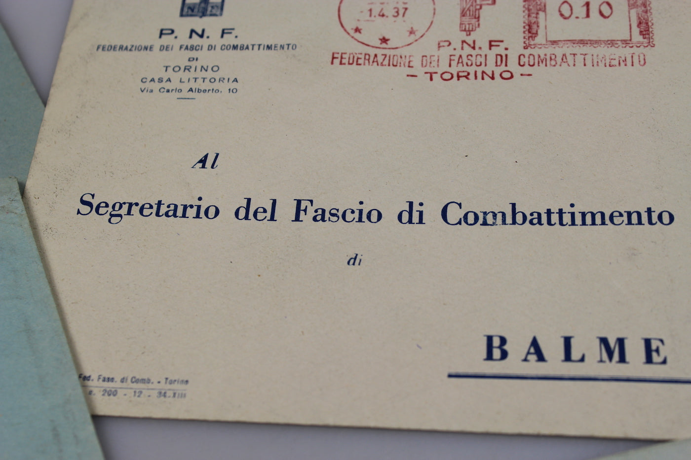 # 6 buste intestate PNF Fasci di Combattimento di  Torino