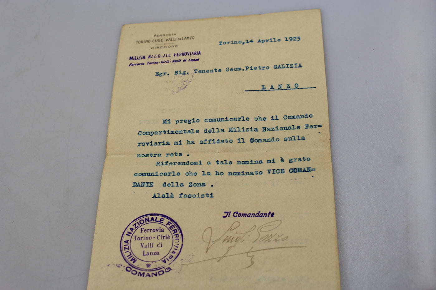 Documenti MVSN - Ferroviaria