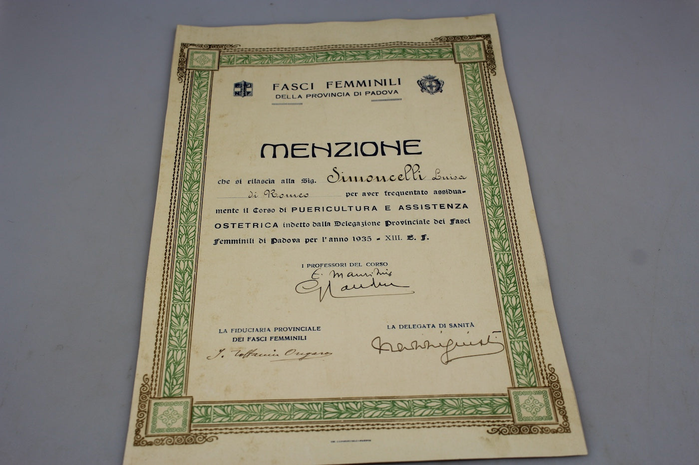 Menzione Fasci Femminili di Padova
