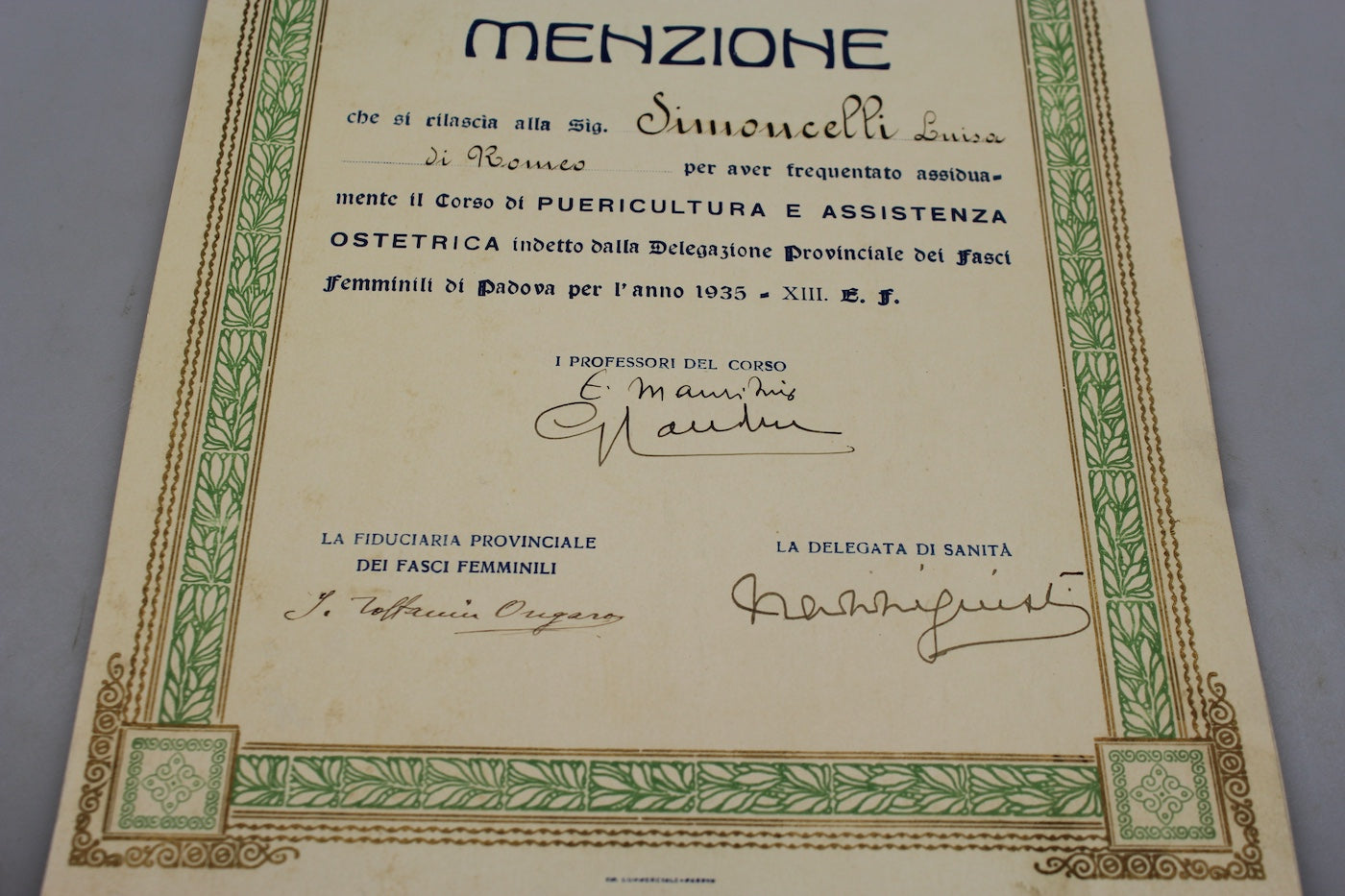 Menzione Fasci Femminili di Padova