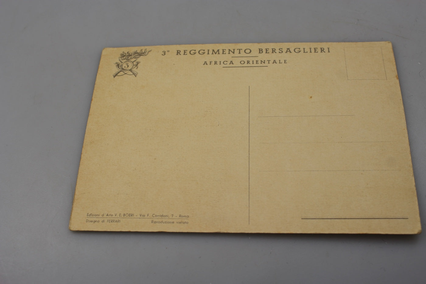 Cartolina postale 3° Reggimento Bersaglieri AOI