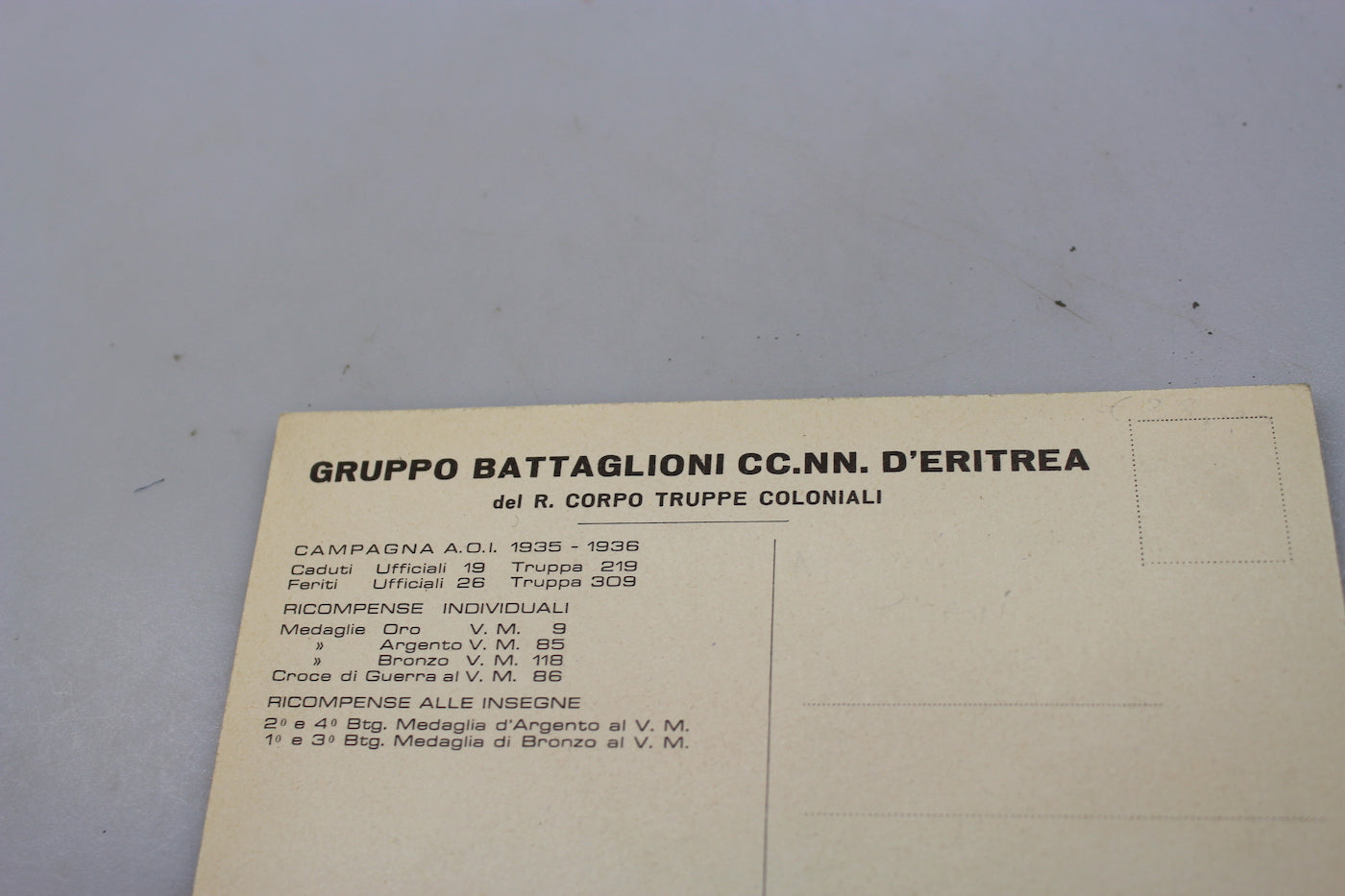 Cartolina Postale - Gruppo Battaglioni CCNN d'Eritrea