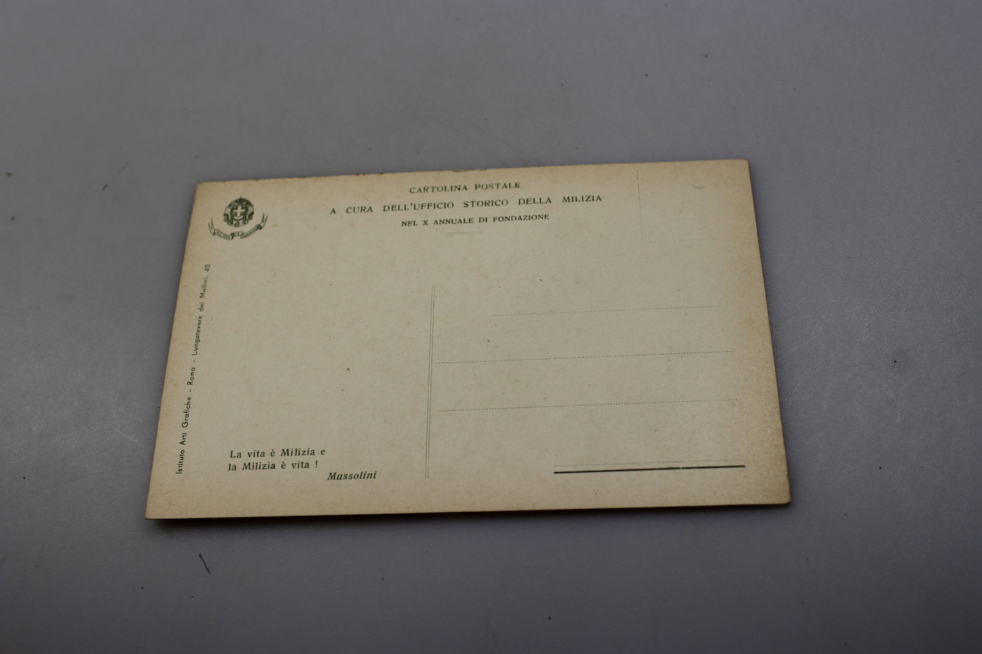 Cartolina postale discorso Duce