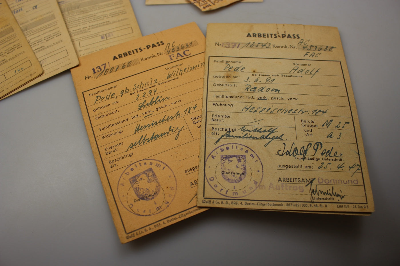 Gruppo di documenti famiglia Tedesca zona Ruhr 1946/48