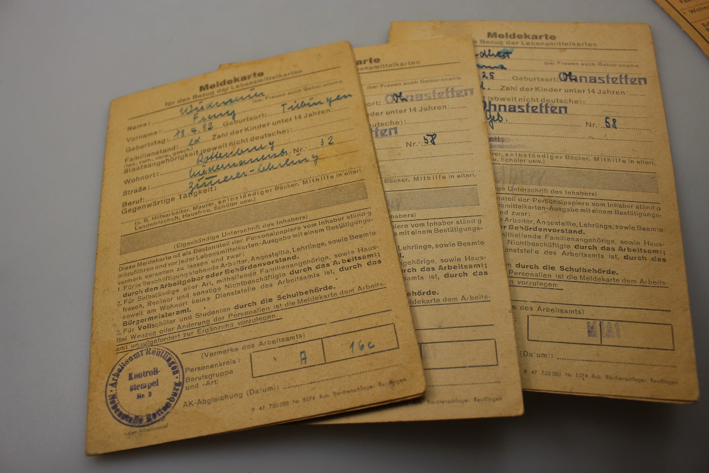 Gruppo di documenti famiglia Tedesca zona Ruhr 1946/48