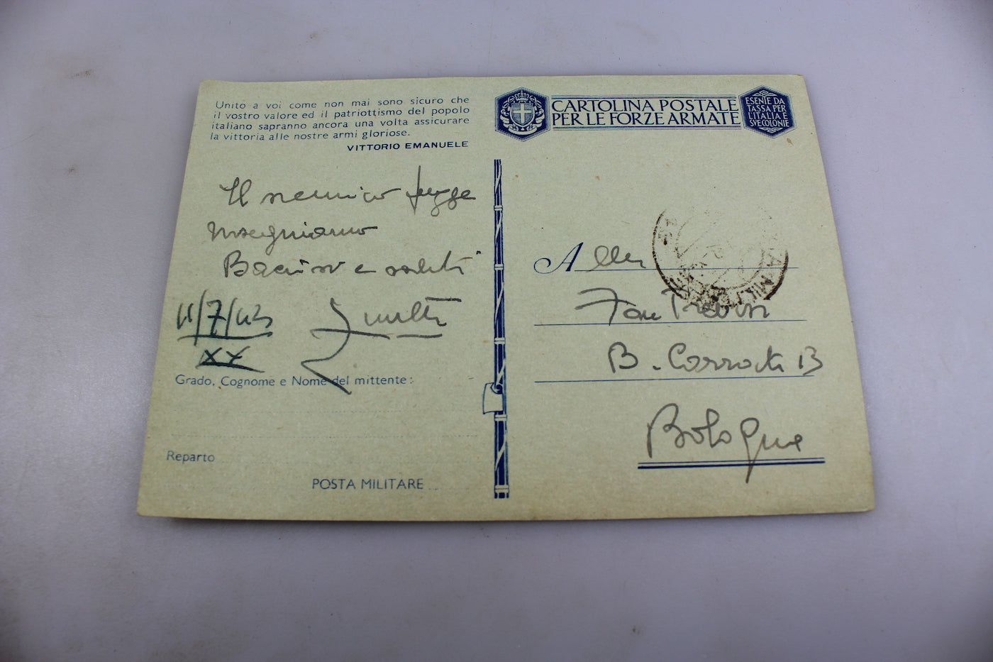 Cartolina postale delle Forze Armate. "L'Europa contro l'Antieuropa"
