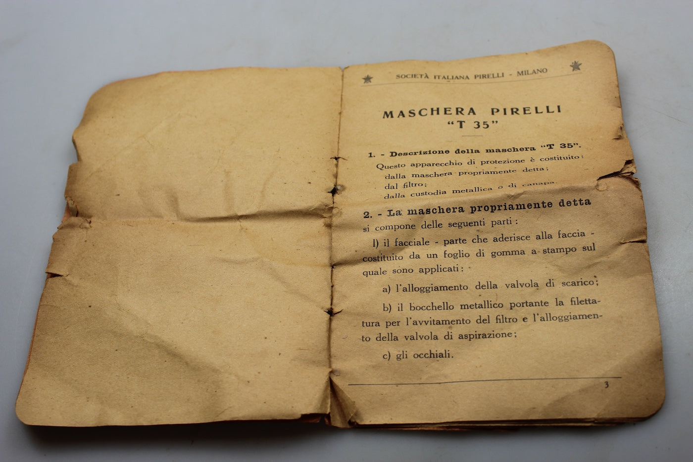 Manuale maschera antigas T.35