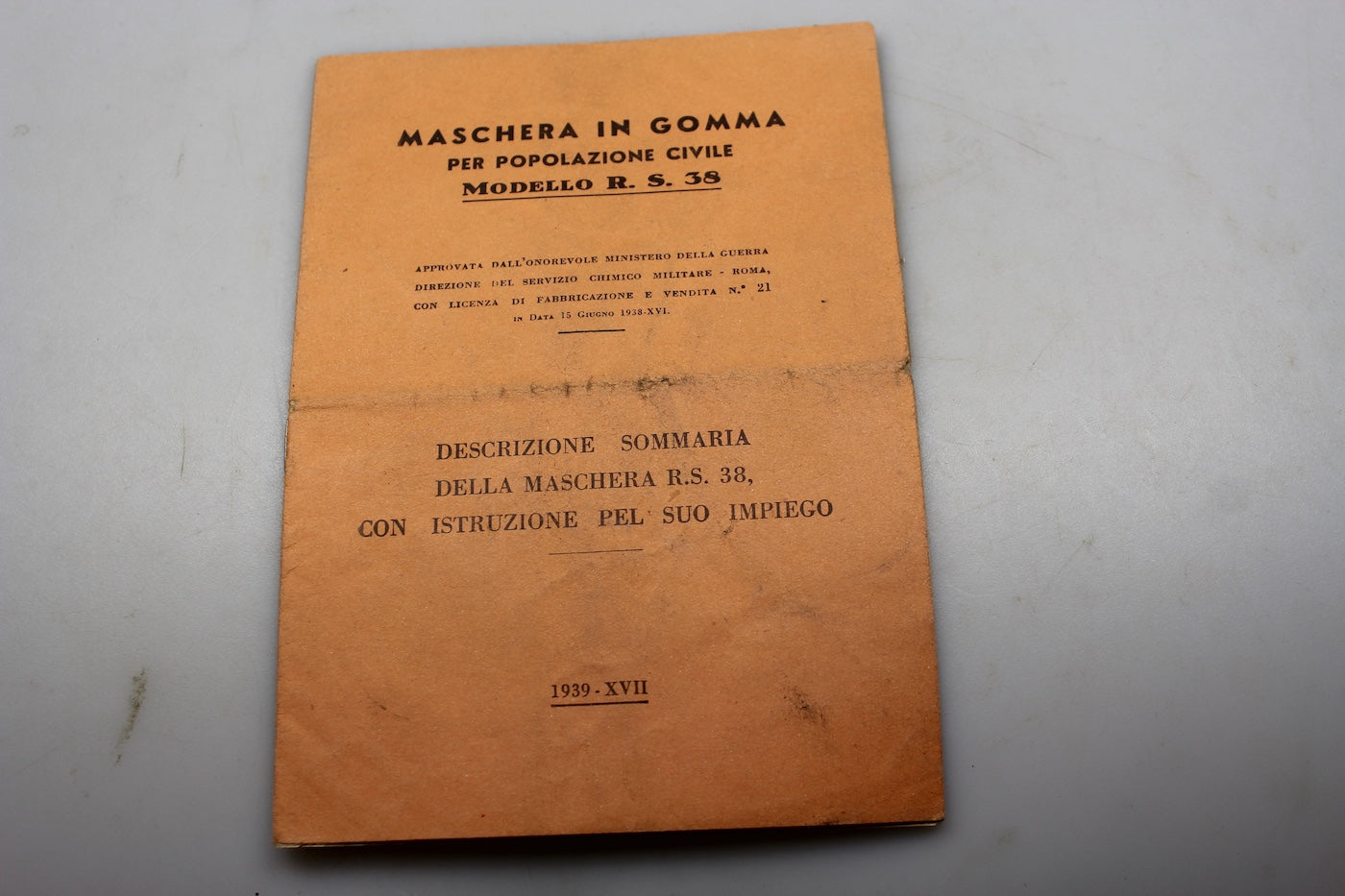 Manuale istruzioni Maschera antigas R.S.38