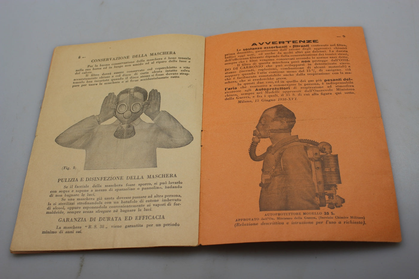 Manuale istruzioni Maschera antigas R.S.38