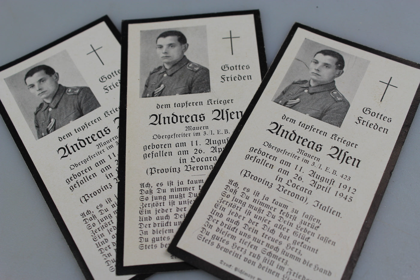 # 3 Sterbebilder caduto 26/4/45 Locara (VR)